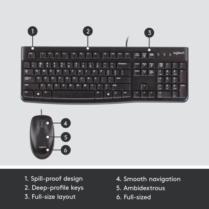 Elevate Your Computing Experience with the Logitech MK120 USB Keyboard and Mouse Combo